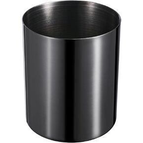 Black Round Stainless Steel 304 Pen Holder, Desk Pencil Organizer, Makeup Brush Storage, Kitchen Cutlery Holder, Multi-Purpose Office and Home Accessory