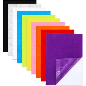 10 Pcs Self Adhesive Felt Sheets, Soft Felt Sheets with Adhesive Backing Colored Felt Fabric Sheets Sticky Felt Sheets for Crafts Art Projects and Sewing DIY Craft 10 Colors 11.61 X 8.27 Inches