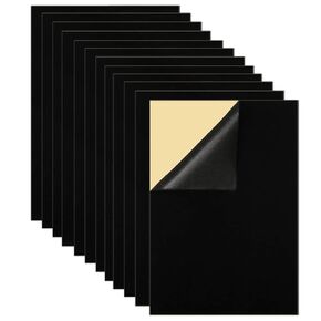 12 Pieces Black Velvet Fabric Adhesive Sheets,Black Felt Sheets for Jewelry Boxes,Drawers Liner,DIY Craft Project Making,Coasters Protection (A4 Size)
