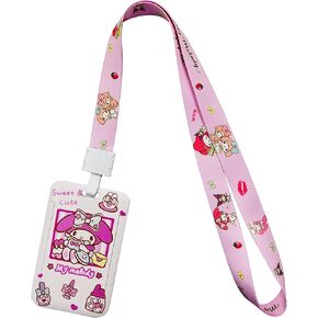 My Malody Cute Lanyards for ID Badges, Kawaii Anime Lanyard with Pink ID Badges