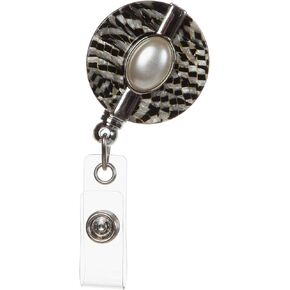 Retractable Badge Holder 32" Fashionable Badge Reels Retractable for Office Workers Teachers Students Nurses with 360° Swivel Alligator Clip Cute Badge Reel (Cassidy Blue Pearl Flower)