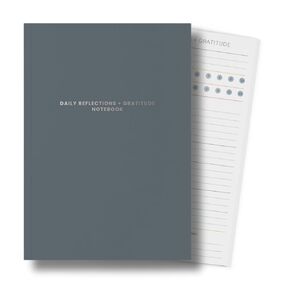 Evening Reflections and Gratitude Journal - A5 Lay-Flat Binding Notebook with Vegan Leatherette Cover, Premium 120GSM Bright White Recycled Paper, 60 Pages of Daily Prompts for Reflection and Gratitude