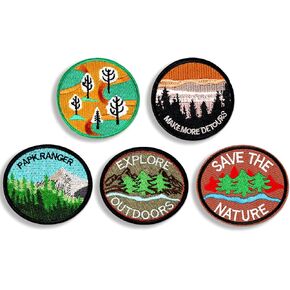 10PCS Protect The Earth Iron on Patches, Cute Embroidered Applique, Heart Shape Iron on Sew on Decorative Emblem, Embroidered Patches for Backpacks Clothing Repair Jeans Jacket Hats DIY Art Crafts