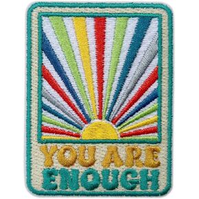You Are Enough Patch, 3 Inches Sew On Iron On Patches Feminist Embroidery Patches for Clothes Backpacks Hats Jeans Bag, Self Care Embroidery Patch, Mental Health Patch, DIY Patch for Boys Girls