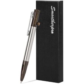 SMOOTHERPRO Bolt Action Pen, Stainless Steel Ballpoint Pen, Compatible with Parker Refills, Weighted Heavy Pen for Tremor Parkinson Arthritic Hand, Retro Black(SP01BK)