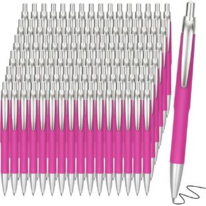 deegtran Black Ink Pens Bulk, 100 Pack No Bleed Grey Barrel Click Pens, Wholesale Retractable Ballpoint Pens, Pens Medium Point, Smooth Ink Pens, 1.0MM