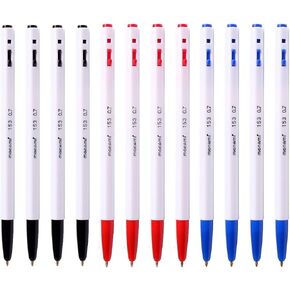 Monami 153 Ballpoint Pen 0.7mm Dozen Box (Black, Blue, Red Ink Assorted Color 12 Pens)