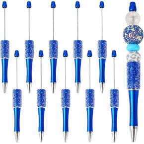 Elecrelive 10Pcs Rhinestone Beadable Pens Diamond Beadable Ballpoint Pens Glitter Beadable Pens Crystal Beaded Pens DIY Beadable Pens Kit for Office School Party Supplies (Green)