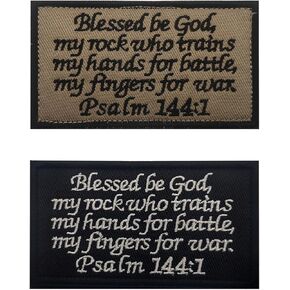 2PCS Bible Christ Psalm 144:1 Embroidered Tactical Patch, Bible Verse Faith Theme Sew on Premium Patch, Embroidery Christian Morale Patches Velcro for Jacket, Backpack, Hats, Vest, DIY Accessories