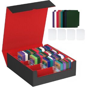 Nisorpa Card Storage Box, 3000+ MTG Deck Box with 24 Colorful Dividers, 4 Cards Supporters, Collectible Trading Card Deck Case Fits for Magic Game, MTG, Sports Cards Storage