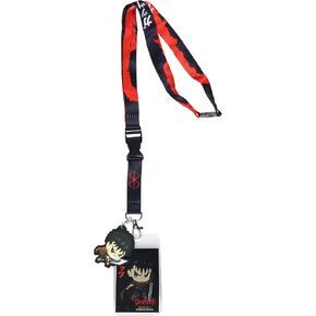 Berserk ID Lanyard Breakaway Badge Holder w/Character Card and 2.5" Guts Chibi Rubber Pendant for Keys Keychain Wallet