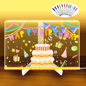 Led Note Board with Colors,Acrylic Dry Erase Board with Light,Led Note Board with 12 Color Markers,Led Acrylic Message Board with Adjustable Stand for Room,Store,Office,Gift,School Home