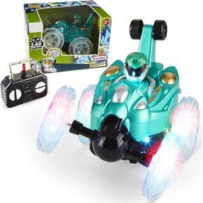 PREXTEX Kids RC Stunt Car with Light-Up Wheels - Remote Control Car for Boys Ages 3-7, 360-Degree Spin and Flip Stunt Remote Control Toy - RC Hobby Car Toy, Battery-Powered, Ideal Gift for Young Racer
