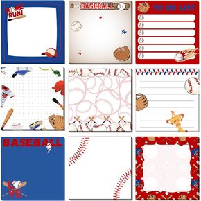 Thenshop 9 Pads Sport Notes Sticky Notes Self Stick Notepads 3x3 Inges Notes Cute Desficive Memo Pad Gifts for Office Sports Birthday Party (كرة السلة)