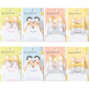 8 Pack Cute Animal Sticky Notes Pads Cat Cartoon Self-Stick Note Memo Pad Sets for Cat Lovers Office Home