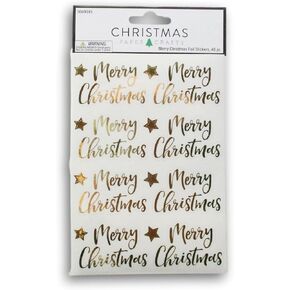 Christmas Gold Foil ''Merry Christmas'' Stickers - Foil Adhesive Decals for Crafts & Scrapbooks - 48 Pieces