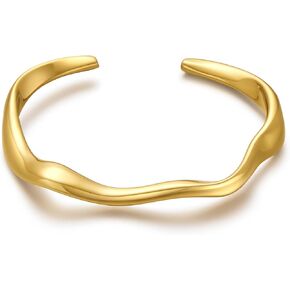Hammered Gold Cuff Bracelets for Women Adjustable Open Bangle Bracelet Minimalist Flat Cuff Bangles Vintage Boho Gold Bracelets Fashion Gold Arm Cuffs