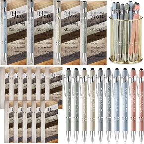 30 Set Thank You Teacher Gifts Appreciation Ballpoint Pens with Stylus Tips Cards Inspirational Gifts for Teacher Staff School Counselor Educator(Morandi Color,Novel Style)