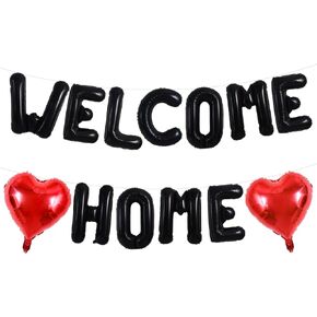TONIFUL Welcome Home Balloons,Gold Cursive Welcome Home Foil Balloons Banner 16 Inch Welcome Home Party Decorations for Homecoming Party Decorations House Warming Party Family Gathering Supplies