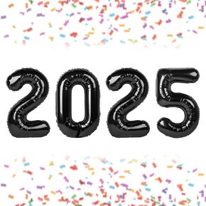 2025 Balloons - 40 Inch, Silver 2025 Foil Number Balloons for New Years Eve Party, Graduation Season Decoration