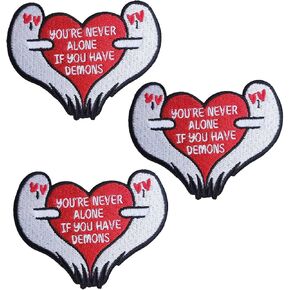 Cute Couple Lover Demons Patch, You're Never Alone Funny Heart Iron On Patch for Clothes Bags Hats Jacket Jeans (1)