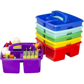 Storex Large Classroom Craft Caddy with Cups, 13 x 11 x 6.575 Inches, Purple, Case of 2 (00986A02C) in Kuwait