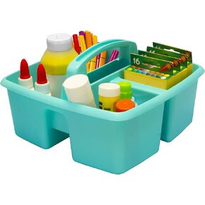 Storex Large Classroom Craft Caddy with Cups, 13 x 11 x 6.575 Inches, Purple, Case of 2 (00986A02C)