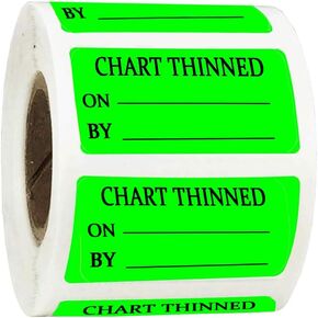 Chart Thinned, On/by Medical Stickers Chart Thinned On/by Medical Healthcare Labels,1.5" x 0.75"Instruction Labels for Medical Charts(500 pcs/roll)