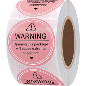 HYBSK Pink Warning Happiness Package Stickers 2 Inch Opening This Package Will Cause Extreme Happiness Stickers 300pcs Small Business Thank You Labels for Wrap
