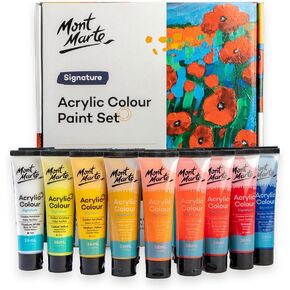 Mont Marte Signature Acrylic Paint Set, 48 Colors x 36 ml, Semi-Matte Finish, Suitable for Canvas, Wood, MDF, Leather, Air-dried Clay, Plaster, Cardboard, Paper and Crafts