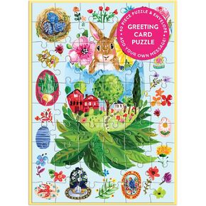 Galison Artisanal Eggs – Easter Greeting and Jigsaw Puzzle Card Includes Color Coordinated Envelope and Sticker Seal