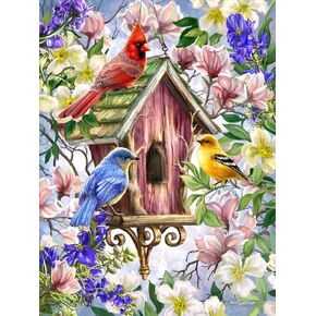 Springbok Spring Awakens 500 Piece Jigsaw Puzzle for Adults - Featuring Cardinal, Finch and Blue Bird