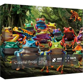 Colorful Frog Puzzle 1000 Piece for Adults, Rainbow Frogs Jigsaw Puzzle Nature, Forest Animal Scenic Puzzles