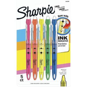 SHARPIE Liquid Highlighters, Chisel Tip, Assorted Colors, 5 Count