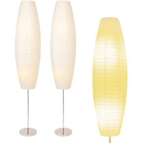 Paper Lamp Floor, Japanese Paper Lamp Rice Paper Lamp Shade, 59'' Minimalist Rice Paper Floor Lamp, Perfect for Living Room, Office, Bedroom, Kids Room, Reading, Home Decor（Oval 2 Pack）