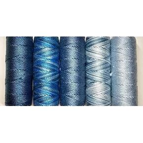 Sue Spargo Eleganza #8 Perle, Five 70yd Spools of Polished Cotton Thread for Embroidery Bundle (J - Stormcloud)
