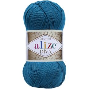 ALIZE DIVA Silk Effect 100 ٪ Microfiber sport Yarn 1 Ball Skeins 100gr 383yds Color (646 - Mykonos Blue)