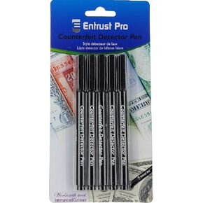 5-Pack Counterfeit Pens - Chisel Tip - Fake Money Detector Markers from Entrust Pro