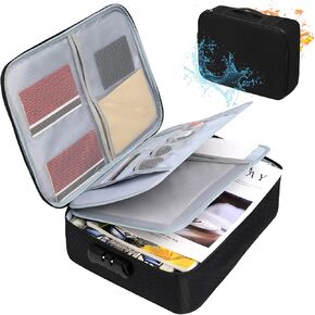 Fireproof Document Bag,Fireproof Document Box with Lock,Safe Box Fireproof Waterproof,Fireproof Safe Document Organizer for Home,Travel, 14.6"x 11.4"x 3.9"