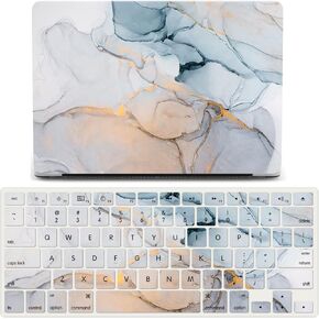 IVY Colored Marble Case for MacBook Air 15 with M2 (Models: A2941) Hard Shell Case with Keyboard Cover Set - C