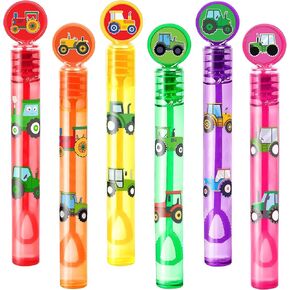 24PCS Tractor DIY Bubble Wands with 96PCS Stickers - Party Favor for Goodie Bags, Pinata Stuffers, Mini Bubble Bulk Farm Birthday Supplies, Toys Gifts, Class Prizes for Toddlers, Boys & Girls