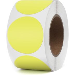 Yellow Circle Thermal Labels Vinyl 1 Inch Self-Adhesive Round Stickers Roll Waterproof Printer Decals Name Tag for QR Code DIY Office Address 500 PCS