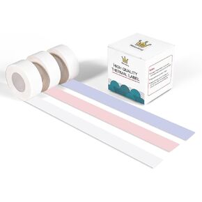 Memoking D30 Continuous Non-precut Tape - White/Pink/Blue D30 Thermal Labels Mini Label Maker Tape, 3 Rolls