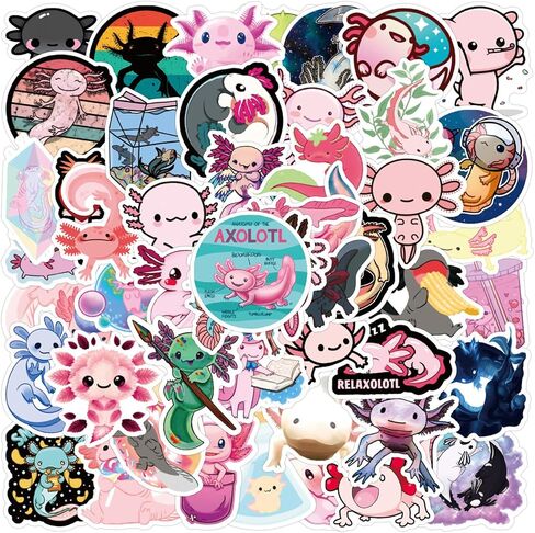 Cute Axolotl Stickers Axolotl Stuff Gifts for Kids Adults, Kawaii Stickers 50PCS Kechup Vinyl Waterproof Animal Stickers for Water Bottles Luggage Laptop in Saudi Arabia