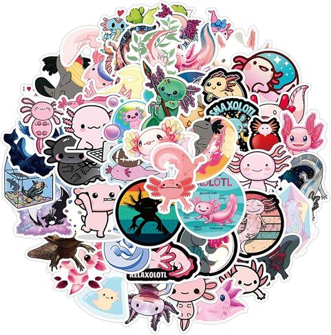 Cute Axolotl Stickers Axolotl Stuff Gifts for Kids Adults, Kawaii Stickers 50PCS Kechup Vinyl Waterproof Animal Stickers for Water Bottles Luggage Laptop in Saudi Arabia