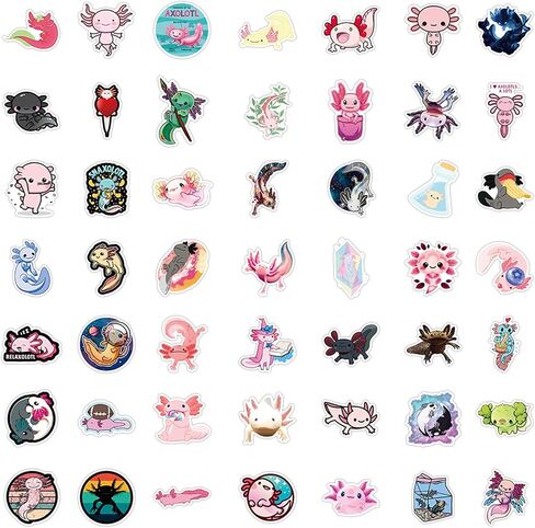 Cute Axolotl Stickers Axolotl Stuff Gifts for Kids Adults, Kawaii Stickers 50PCS Kechup Vinyl Waterproof Animal Stickers for Water Bottles Luggage Laptop in Saudi Arabia