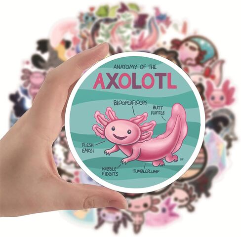 Cute Axolotl Stickers Axolotl Stuff Gifts for Kids Adults, Kawaii Stickers 50PCS Kechup Vinyl Waterproof Animal Stickers for Water Bottles Luggage Laptop in Saudi Arabia