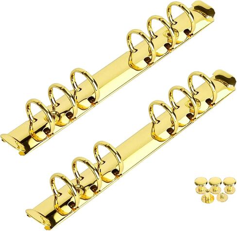 Gold A6 0.8" Diameter Metal Round 6 Rings Binder Mechanism Replacement Kit, 2 Packs Comb Binding Spines for 6-Holes Binder Notebook Journal, Planner Desk Accessories (Gold, A6 21mm) in Saudi Arabia