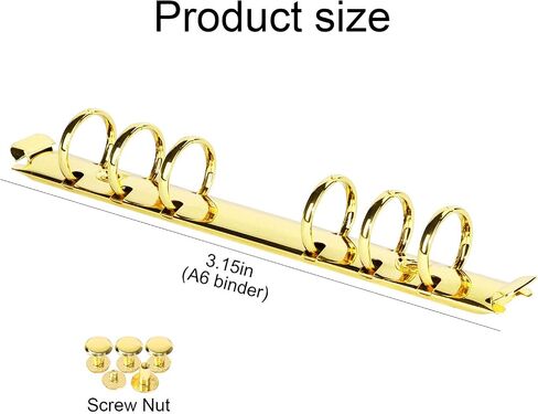 Gold A6 0.8" Diameter Metal Round 6 Rings Binder Mechanism Replacement Kit, 2 Packs Comb Binding Spines for 6-Holes Binder Notebook Journal, Planner Desk Accessories (Gold, A6 21mm) in Saudi Arabia