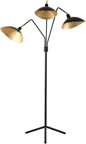 مجموعة Safavieh Lighting Iris منتصف القرن الحديثة المعاصرة السوداء/ الذهب 70 بوصة غرفة نوم غرفة نوم المنزل مصباح أرضي واقف (المصباح LED) in Kuwait